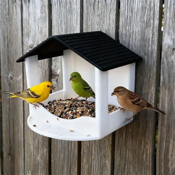 Casetta per Uccelli da Esterno Resistente alle Intemperie, Mangiatoia per Uccelli Selvatici per Giardino, Cortile, Patio, Decorazione, Accessori per Animali Domestici, Facile da Riempire