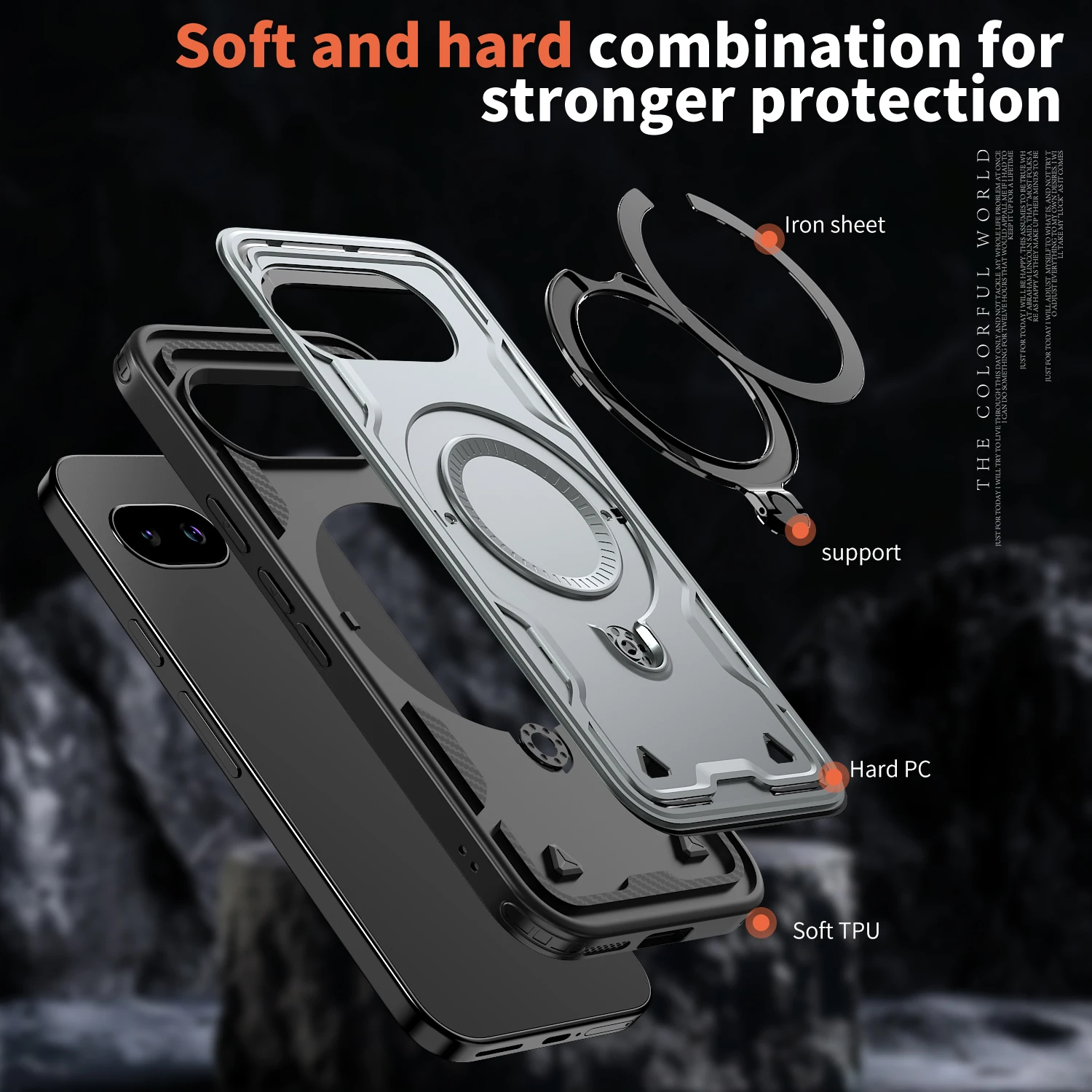Enhanced Armor Phone Case with 360° Rotating Magnetic Stand Holder and Shockproof Bracket Cover