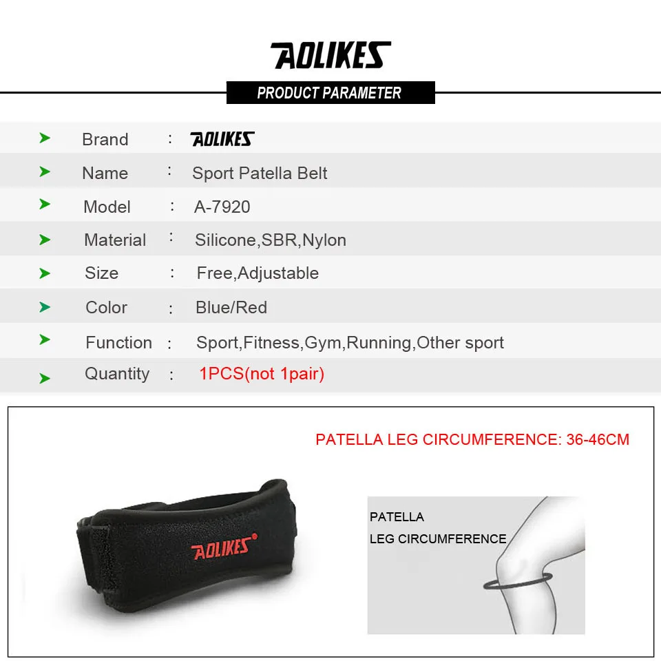 AOLIKES 1PCS Patella Knee Brace Knee Support and Pain Relief Running Hiking Basketball Tendonitis Adjustable Strap Patellar knee support knee brace patellar band