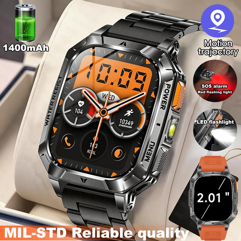 2026 New Men 1400mAh Super Battery Durable Adult GPS Trajectory Smart Watch 2.01 inch  3ATM Waterproof BT Call Sports Smartwatch 1