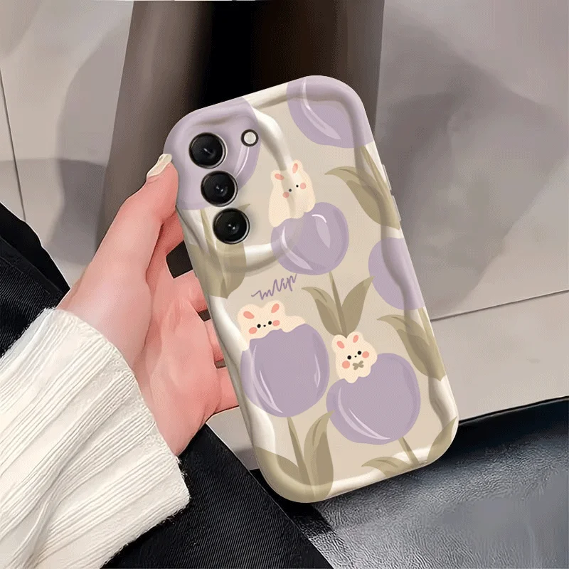 Purple Tulips and Rabbits Decorative Phone Case Cover