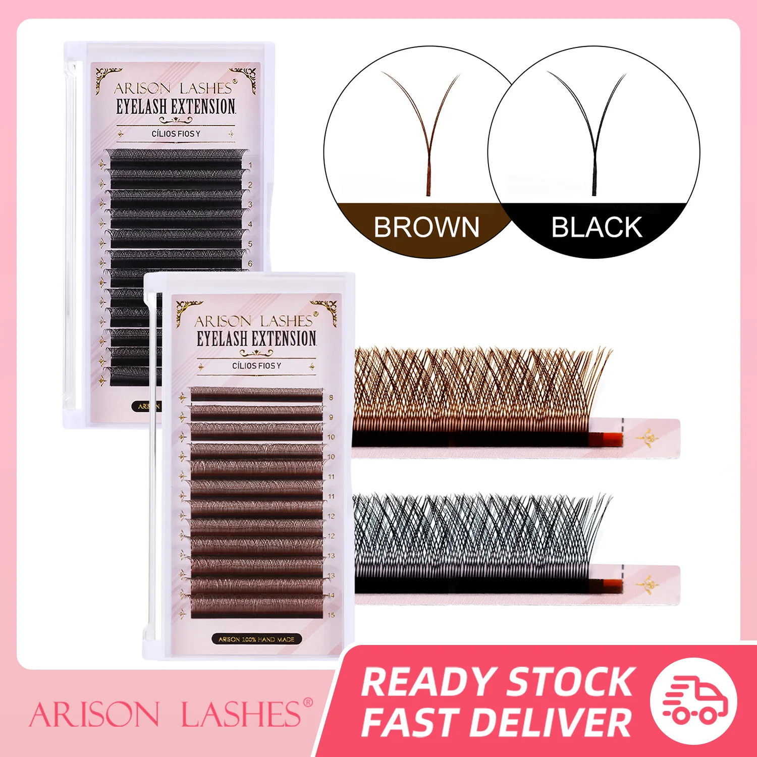 ARISON 2D YY Lashes Double Tips Eyelashes Extension Premade Volume Fan Y-shape False Eyelash Super Soft Cilios Y For Wholesale