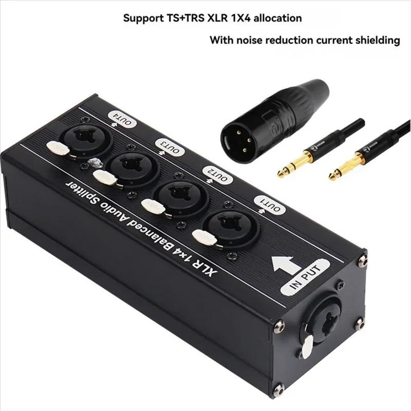 A32T-1X4 XLR 밸런스드 오디오 분배기 박스 6.5 XLR 1입력 4출력 4입력 1출력 양방향 신호 분배기