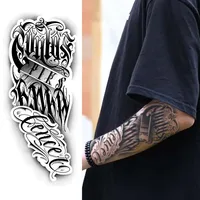1pc Dark floral waterproof temporary tattoo stickers, lasting 1-2 weeks, simulates semi-permanent fake tattoos 1