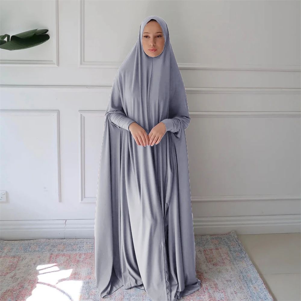 Muslim Women Jilbab Prayer Dress Hijab Hooded Abaya Ramadan Eid Islamic Clothing Dubai Saudi Black Robe Turkish Modes Dresses