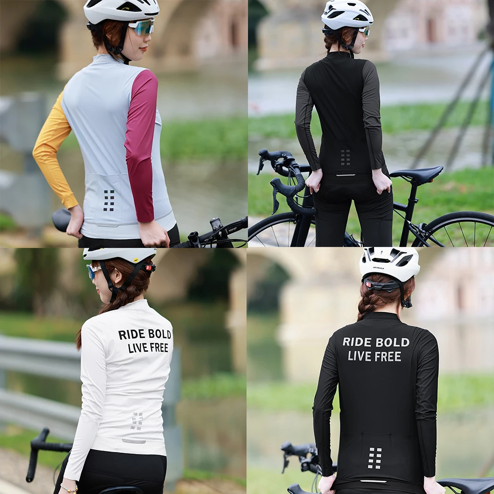 WOSAWE New Women Cycling Jersey Summer Spring Long  Sleeve Anti-UV Bike Shirts Reflective Quick Dry Cycling Jersey Slim Fit 3