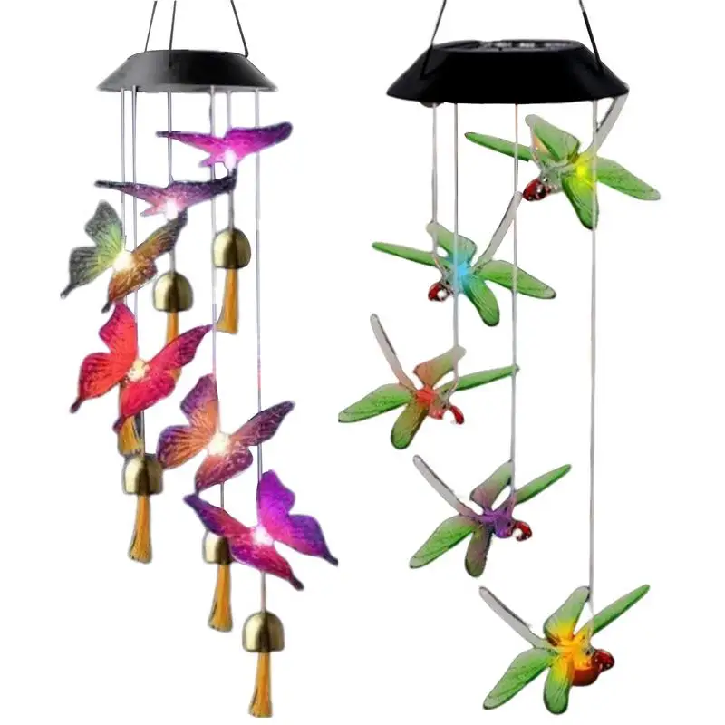 Solar Wind Chime Light Waterproof Outdoor Light Color Changing Power Solar Wind Chimes Lights Yard Home Garden Decoration dream catching net pendant blue feather wood beads wind chime girl home decoration accessories