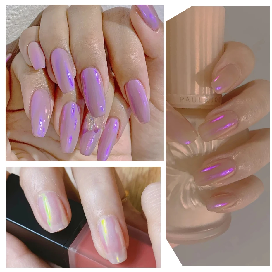 1g Holographic Mirror Nail Glitter Powder Sliver Pink Gold Red Two Colors Nail Art Pigment Solid Dust Magic Decor SAG01-06