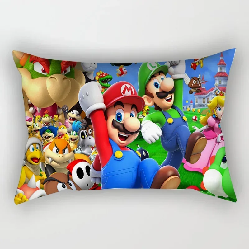 thumbnail image 4 of Juego Mario Bro Funda de cojín Dibujos animados Mario Luigi Funda de almohada para sofá Coche Decoración de habitación de niños Regalos decorativos Textiles para el hogar 50x30cm, 4 of 5