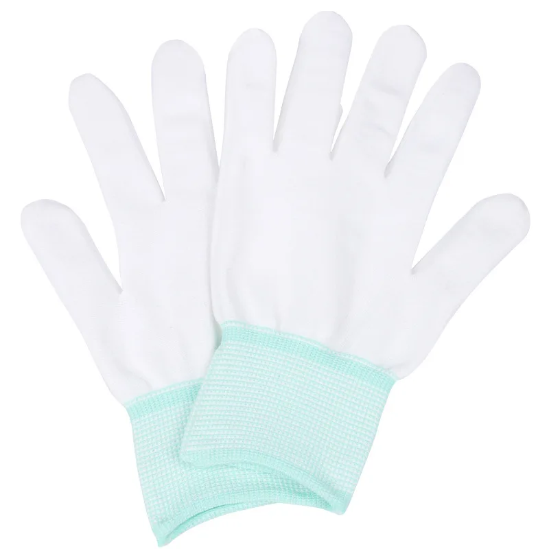 

Free Shipping 10Pairs/lot Nylon PU Finger Coated Gloves White Coated Glove Anti-static Gloves Clean Knitted Gloves