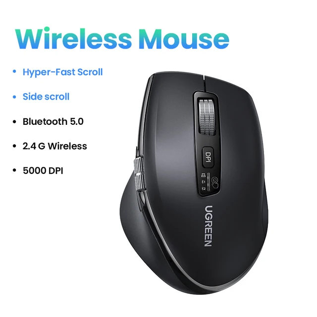 UGREEN Hyper-Fast Scroll Wireless Mouse Bluetooth 5.4 2.4G Ergonomic 5000DPI for MacBook Tablet Laptops Computer PC Mice 7