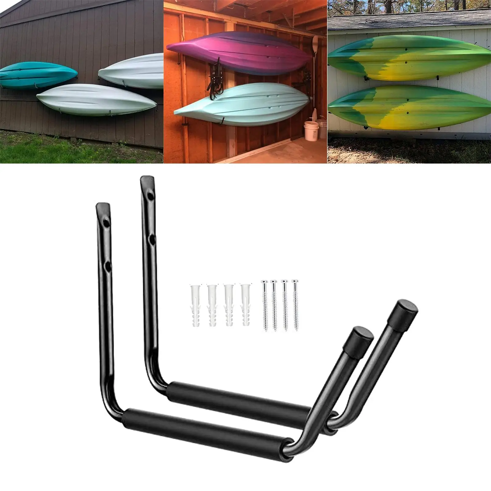 

2x Kayak Storage Utility Rack Garden Trough Practical Fashion Garage Hook for Bikes Ladders Snowboards Hose and Tools Surfboards