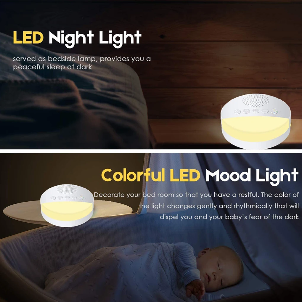 White Noise Machine Baby Sleep Soother Sound Player Night Light Auto-off Timer
