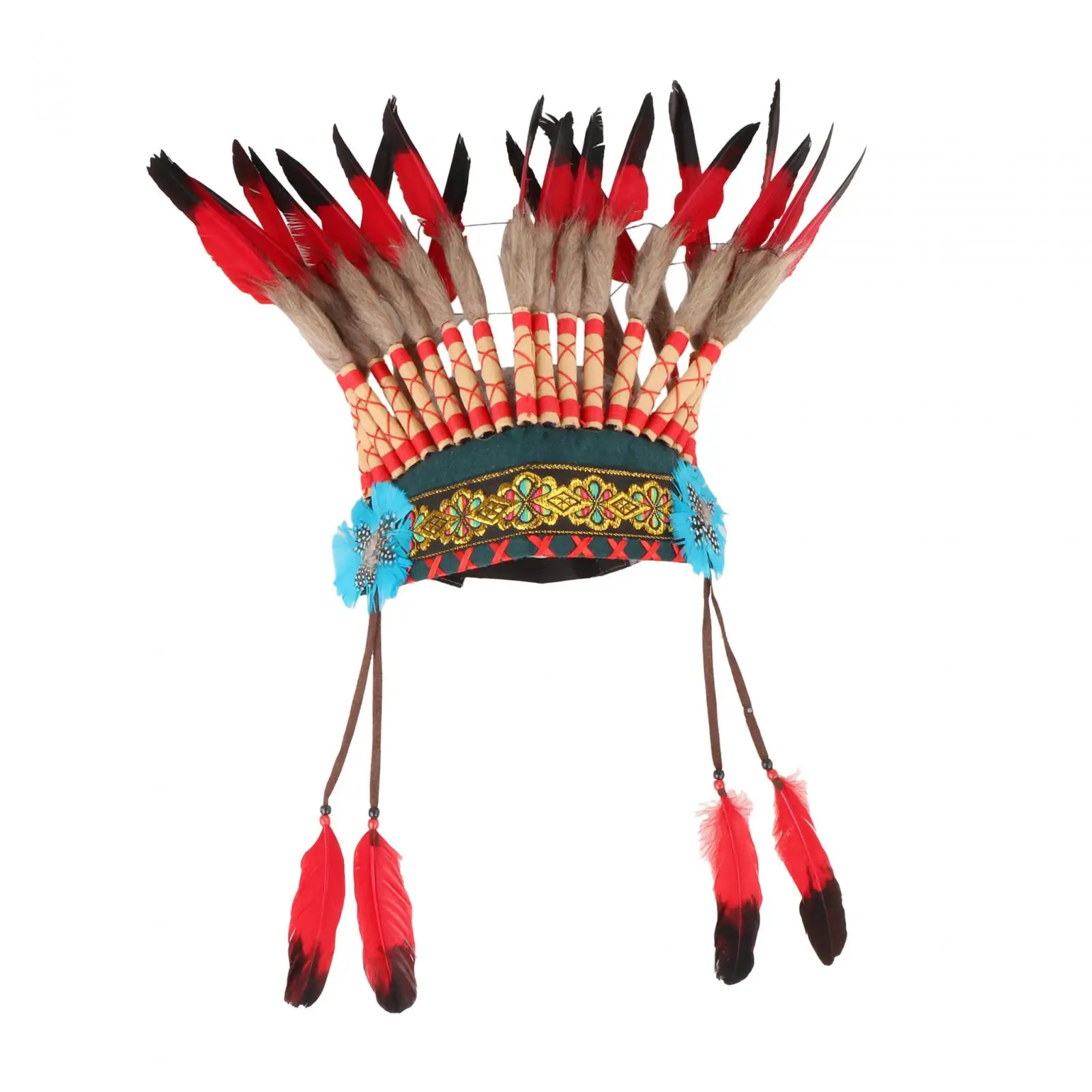 Cosplay Hats American Chief Indian Feather Headdress Headwear Hat Photo Props for Cosplay Performance Costume Party Stage Hat Fancy Dress