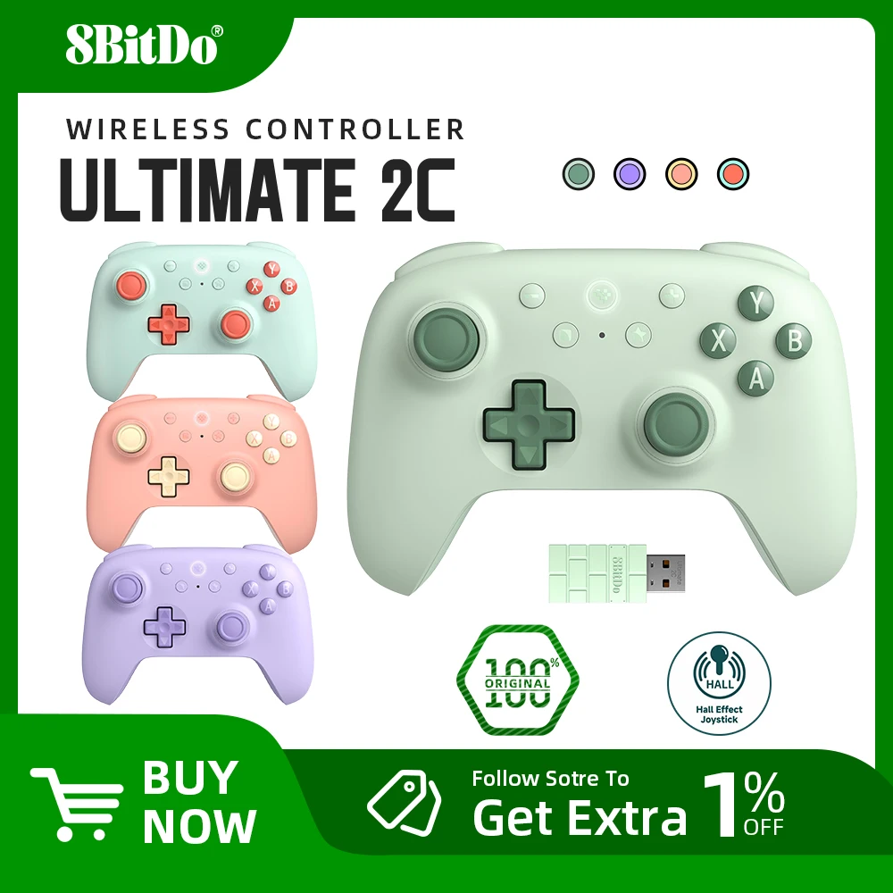 New 8BitDo - Ultimate 2C Wireless 2.4G Gaming Controller Gamepad لأجهزة ...