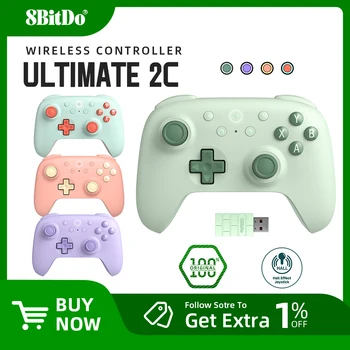 Controller di gioco wireless 8BitDo Ultimate 2C per PC, Windows 10, 11, Steam Deck, Raspberry Pi, accessori per gamepad Android
