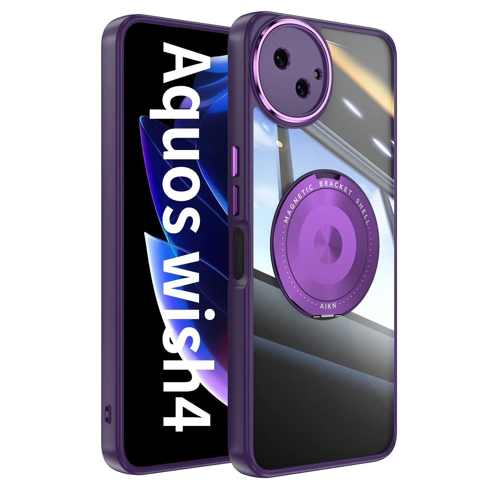 Magnetic Metal TPU Case with 360° Anti-Knock Protection and Wireless Charger Holder Cover