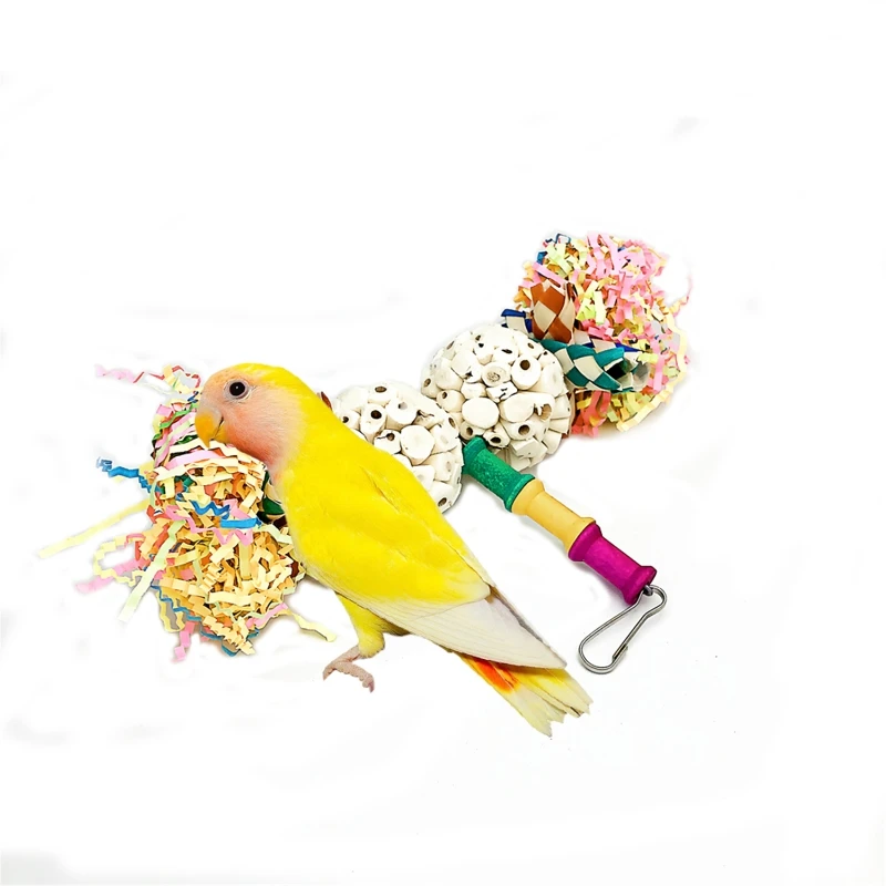 Parrot Chew Toy Foraging Sola Balls Bright Color Shred Paper for Conure Peony