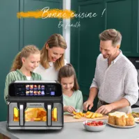 Friteuse à air chaud double panier 9 L XXL 2200w friteuse à air multifonction programmes automatiques avec écran tactile LED friteuse à air chronoméable 5