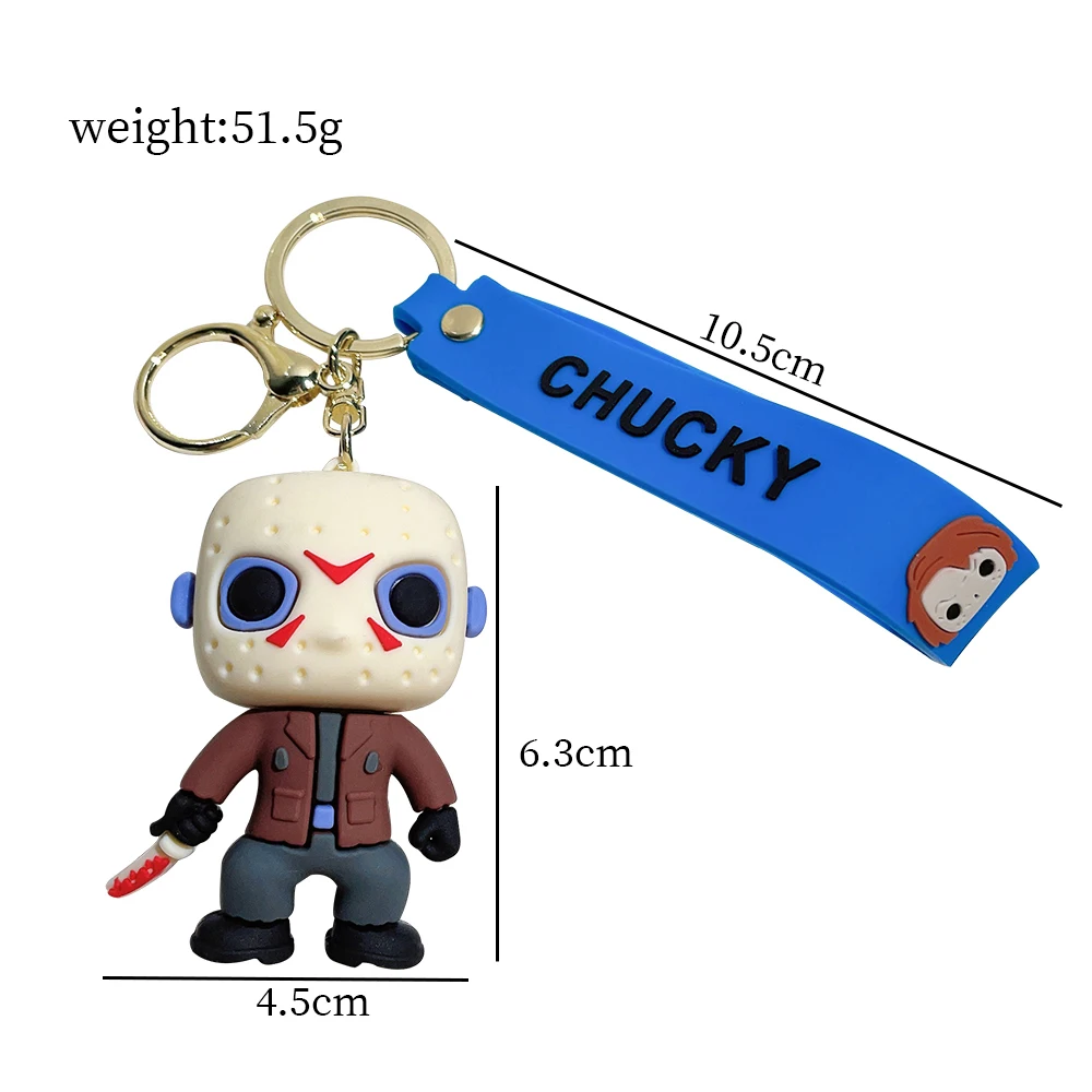 Ghost Keychain Halloween Scary Ghost Baby Keychains Dolls Horror Child's Play Chucky Tiffany Glen Mini Pendants PVC Figures Toy