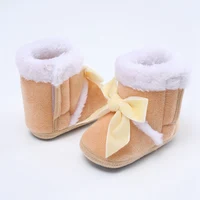 Newborn Baby Boots Shoes baby Girl Shoes Bow Plus Velvet Cotton Toddler First Walkers Booties Cotton Warm Infant Crib Boots 2