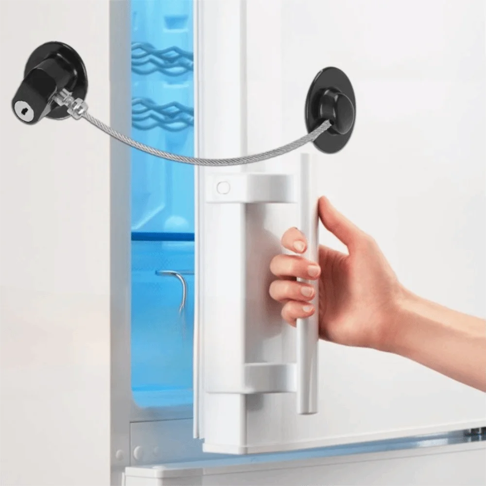 2Pcs Window Security Lock Self Adhesive Children Safety Lock No Drilling with Key Steel Wire Lock Rope Wear-resistant Easy Use