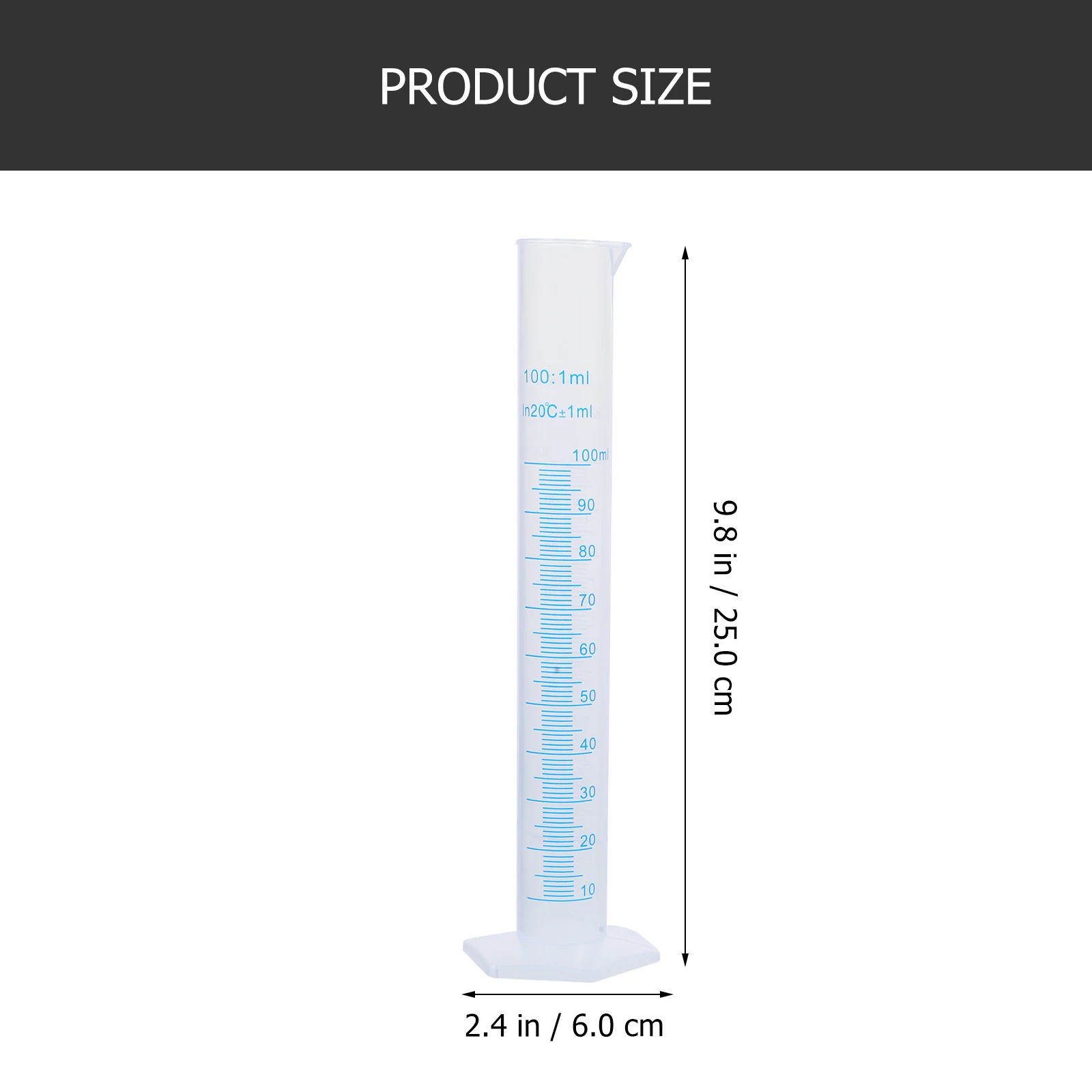Plastic Measuring Cylinder 4pcs Transparent Graduated 10ml / 25ml / 50ml 100ml