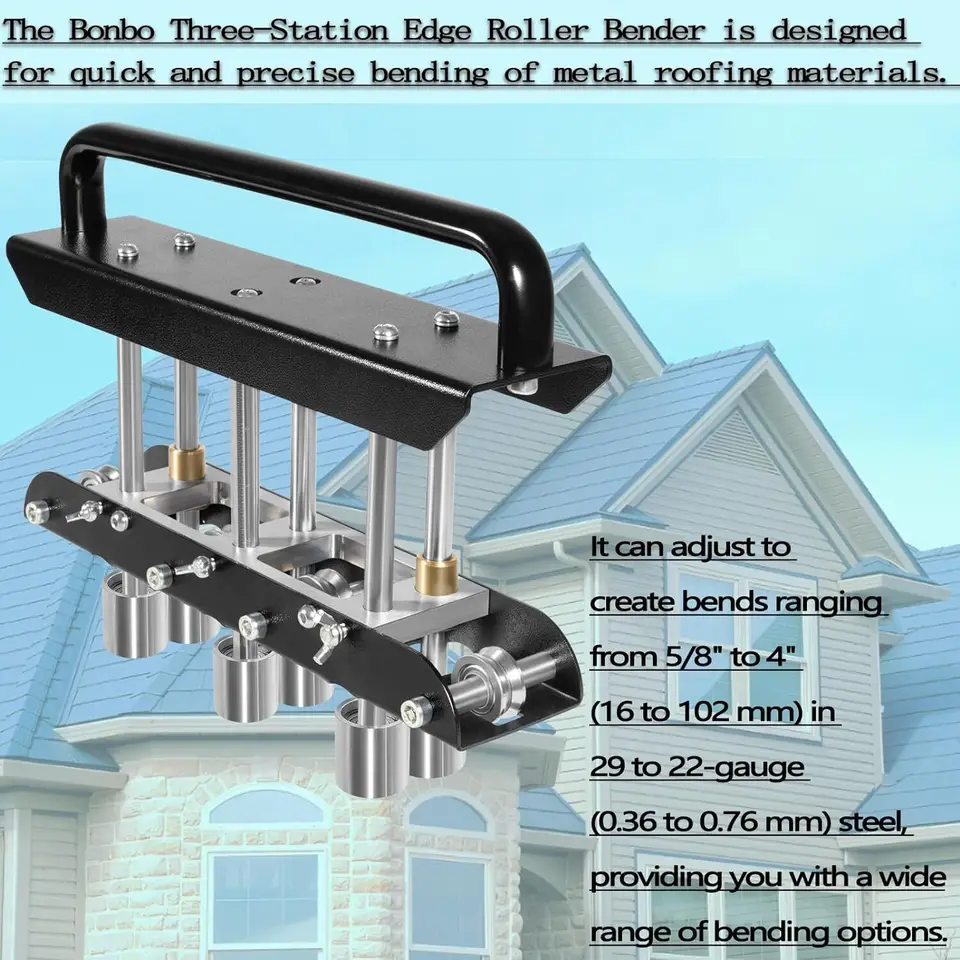 Sheet Metal Bender Roofing Tools Marketty Three-Station Edge Roller Bender, 0-90° Bending Angle, Large Metal Breaker Bender Radius Brake