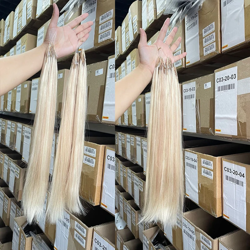 Highlight 8D Hair Extensions 12-20 inches Lightweight 30G 50PCS Micro Beads Ring Human Hair Micro Loop