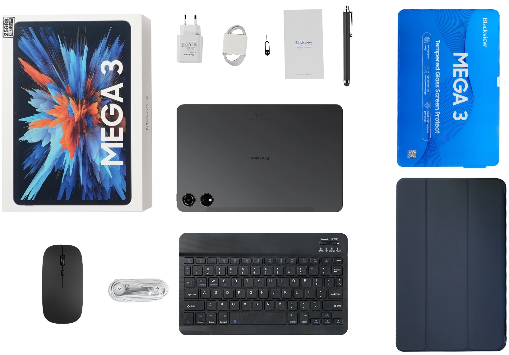 Blackview MEGA 3 Tablet SET 12.1" 2.5K FHD+ Display MTK G100 Octa core 12GB 256GB 8800mAh 50MP Camera 33W Charger Android 15 Pad