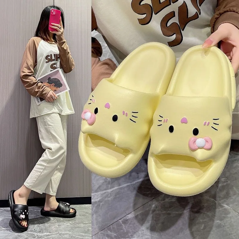 Sanrio Slippers Hello Kitty  Cinnamoroll Kuromi Slippers Kawaii Women Indoor Slippers Comzy Anti-Slip House Flat Slipper 3