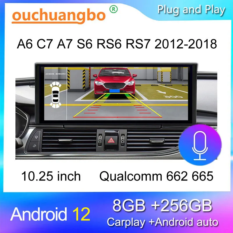 

Ouchuangbo Radio Recorder For 10.25 Inch A6 C7 S7 S6 A7 RS6 RS7 Android 12 Multimedia Stereo GPS Navigation Carplay 1920*720