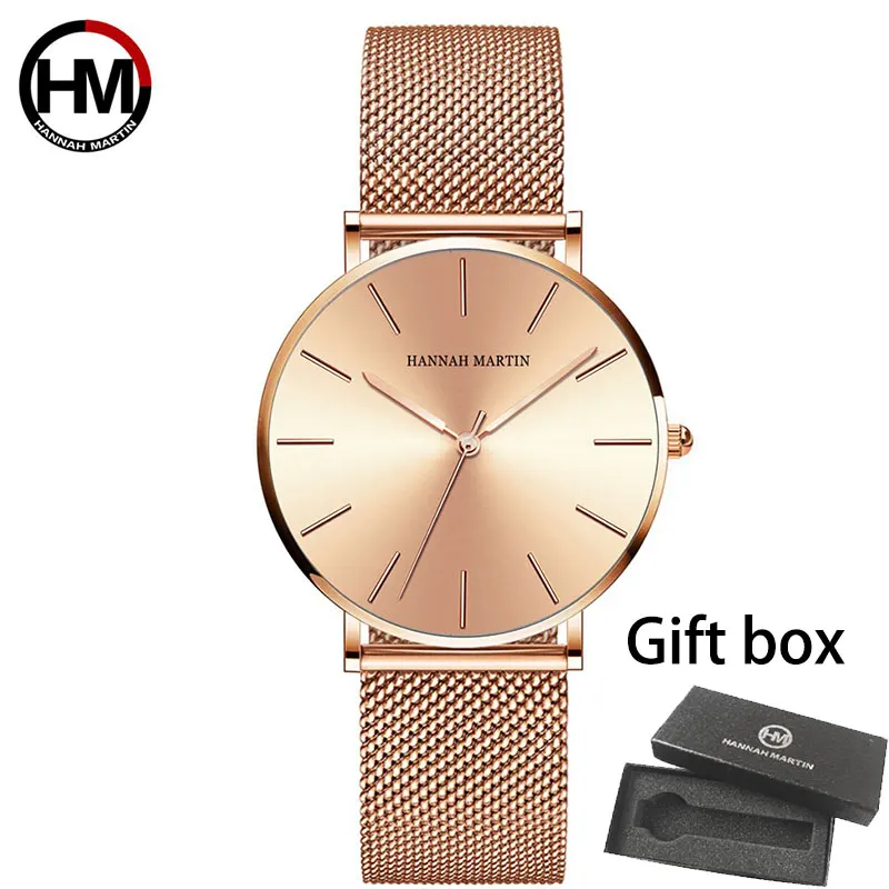 

36mm Dial Simple Design Classic Women Full Rose Gold Stainless Steel Mesh Female Japan Quartz Casual Waterproof Ladies Watches