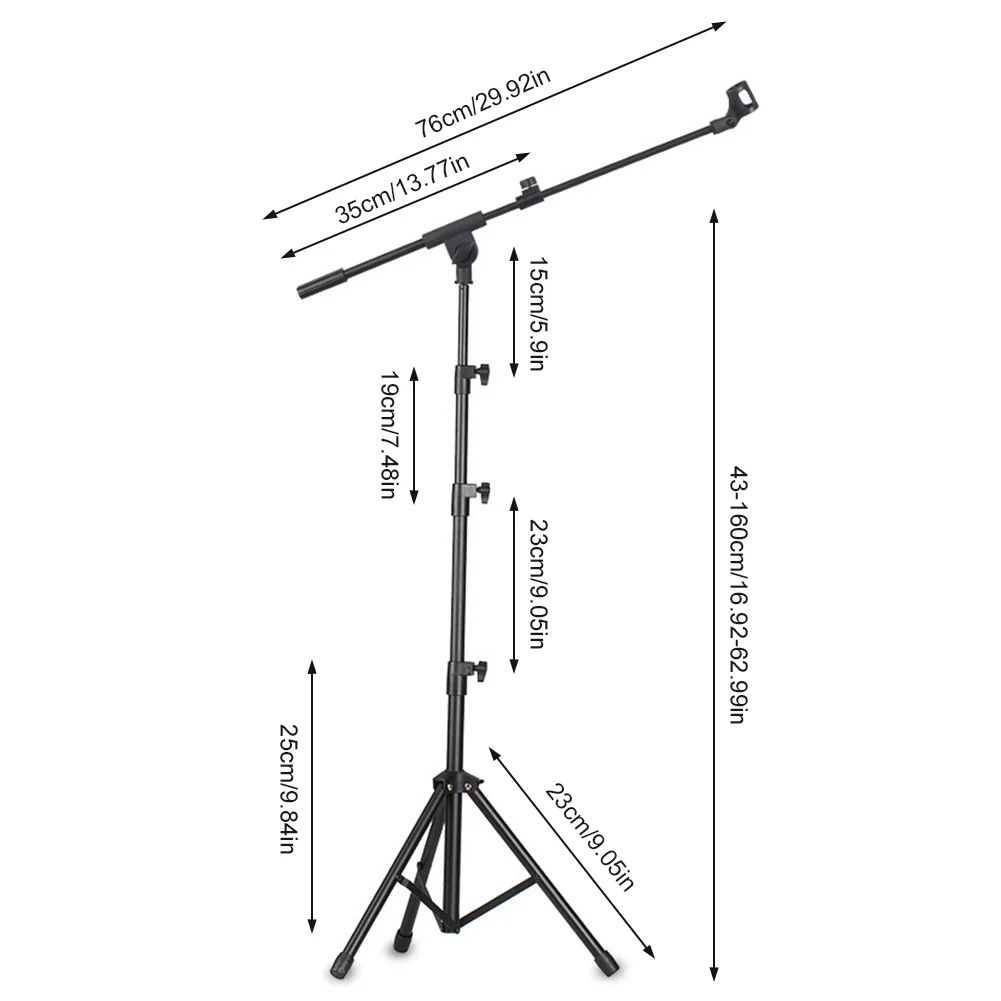 휴대용 가방과 2개의 마이크 클립이 포함된 마이크 스탠드 삼각대, 모든 마이크 성능 및 노래 연주에 적합한 플로어 마이크 스탠드