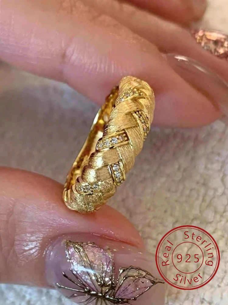 Eleganter Vintage-Zirkonring aus 925er Sterlingsilber für Damen, Verlobung, Hochzeit, Jahrestag, luxuriöser, hochwertiger edler Schmuck