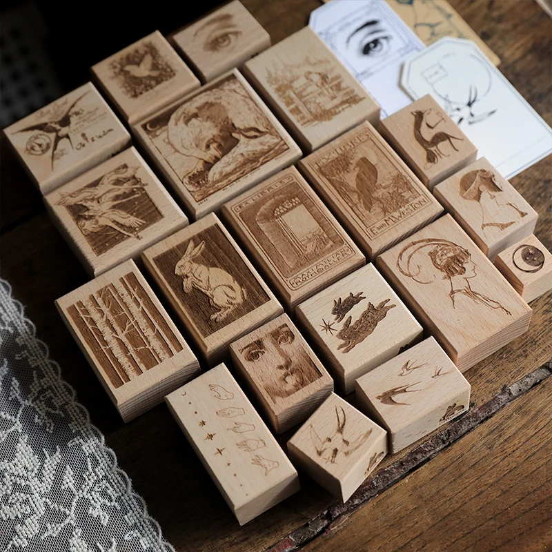 Description Picture 4 of itemRetro European Lady Swan Bird Wooden Rubber Stamp Set DIY Scrapbooking Photo Album Card Making Wood Seal