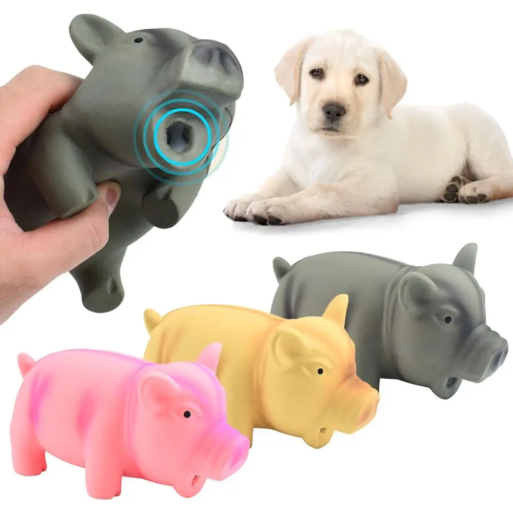 1PC Cute Rubber Sound Pig Grunting Squeak Latex Pet Chew Toys for Dog Squeaker Chew Training Puppy Supplies Pet Products 2