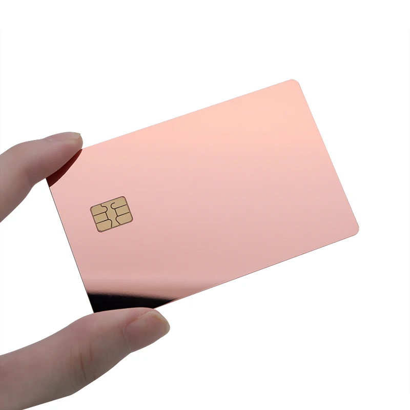 

Пользовательский слот чип магнитная полоса Кредитная карта Blank Metal NFC 24K Зеркало розовое золото металлические банковские карты
