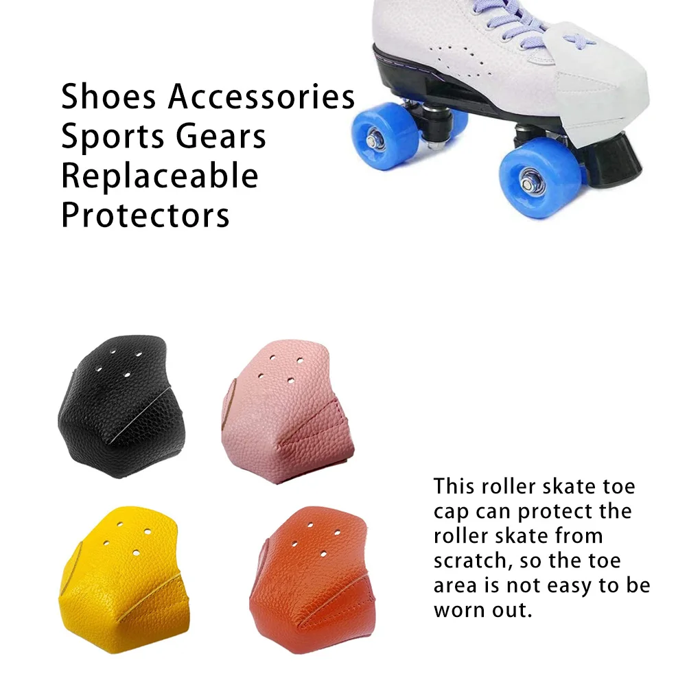 1 Pair Anti-friction Roller Skate Toe Leather Caps Skating Shoe Removable Washable Toes Protector Breathable Guard  Orange