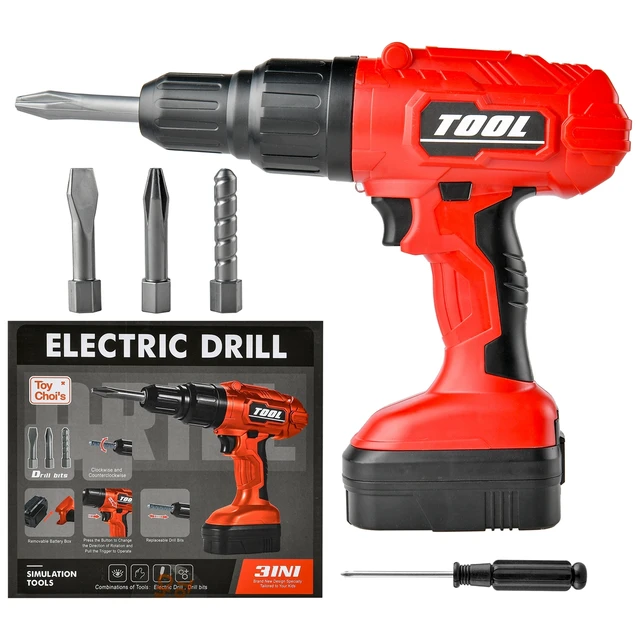 TOY CHOI'S Electric Drill Toy Kid Pretend Play Tool Outside Construction Toddler Outdoor Preschool Gardening Lawn Gift for Kids 1