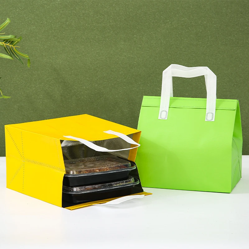 StoBag 10pcs Non-woven Tote Bags Fabric Insulation Food Cake Drinks Packaging Portable Keep Warm Cold Delivery Reusable Pouches 3