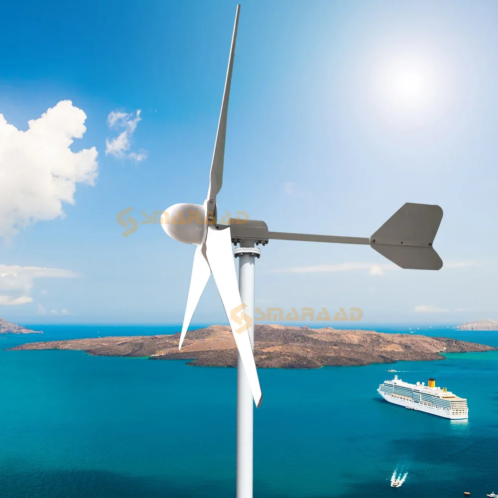 6000W 5000W 48V 96V 220V Lame Generatore Eolico Orizzontale Mulino A Vento Con Controller Caricabatterie Mppt E Inverter Off Grid