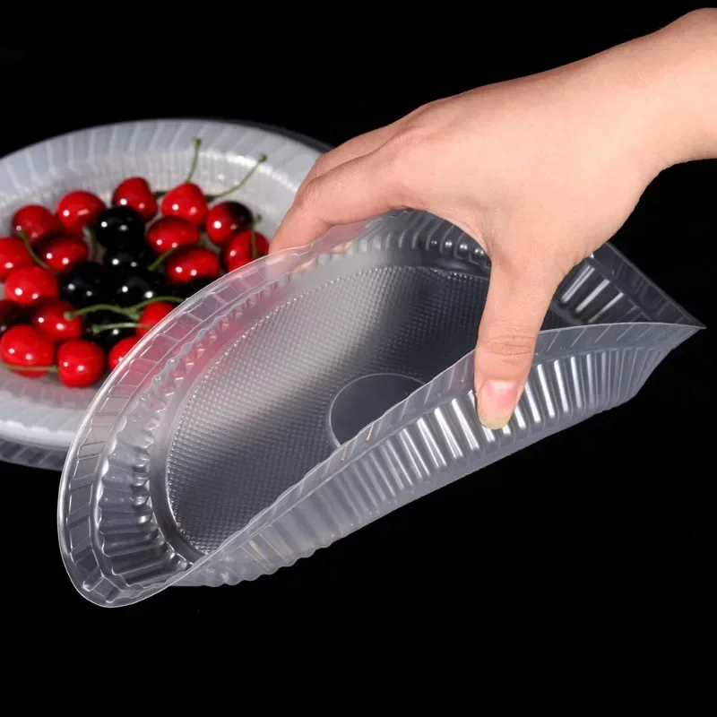 10/20PCS Disposable Plates Food Grade Plastic Salad Fruit Plate High-temperature Resistant Barbecue Buffet Thickened Tableware