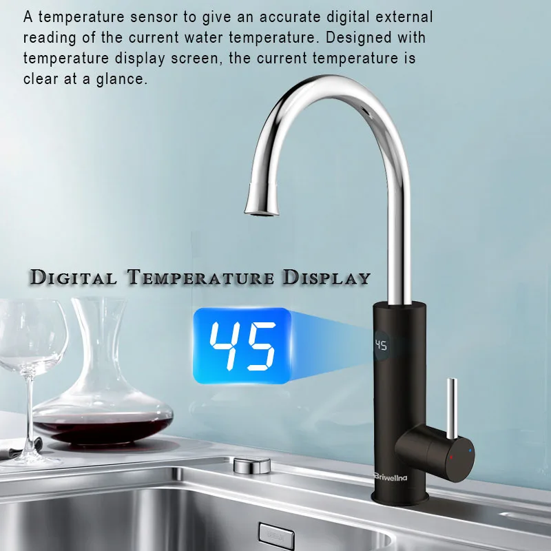 Briwellna Electric Water Heater Kitchen Faucet 2 in 1 Swivel Heating Tap  Mixer Tankless Water Heater Flowing Electric Geyser - AliExpress