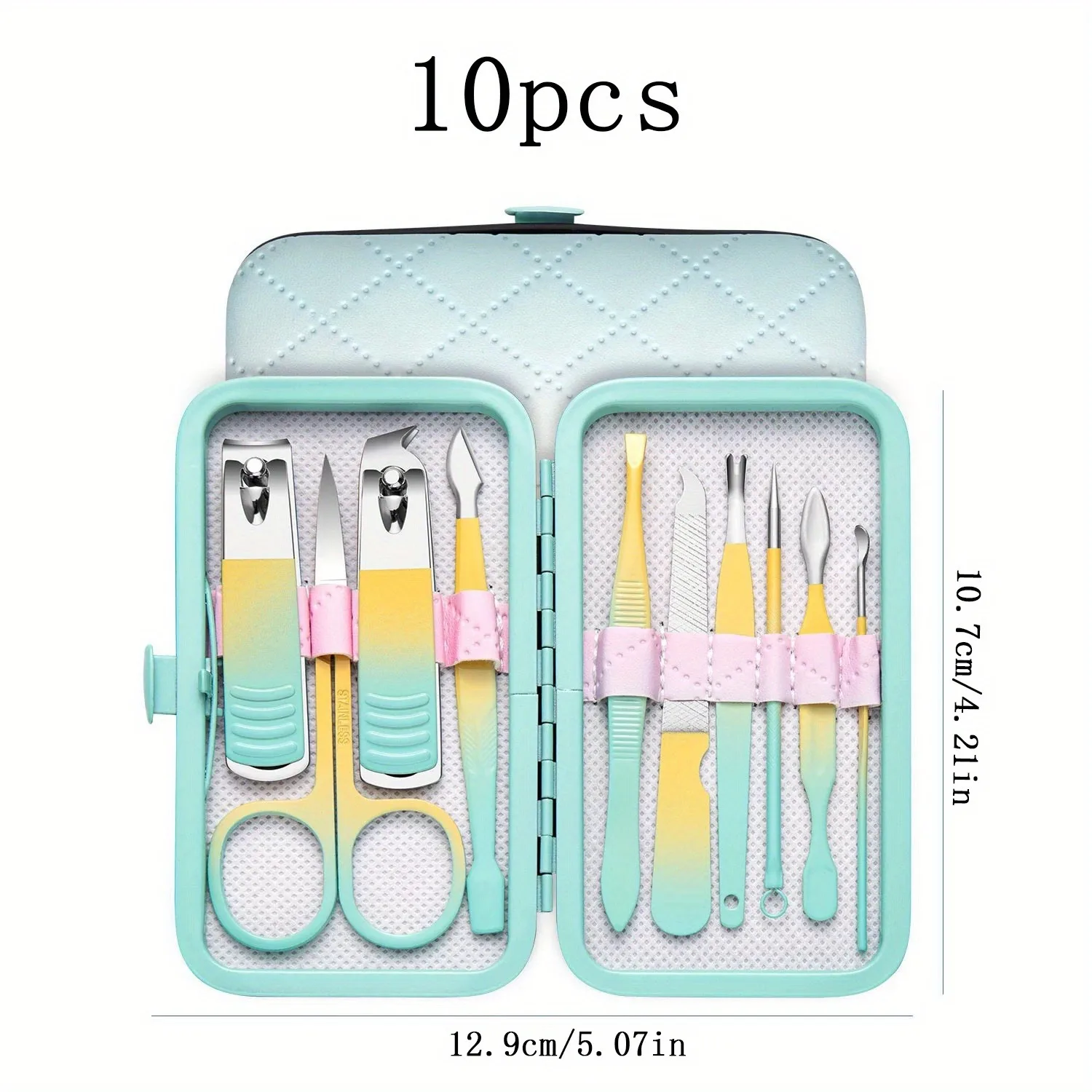 7/10/18pcs 매니큐어 세트 페디큐어 세트 손톱깎이 스테인레스 스틸 전문 네일 커터 도구 여행 케이스 키트