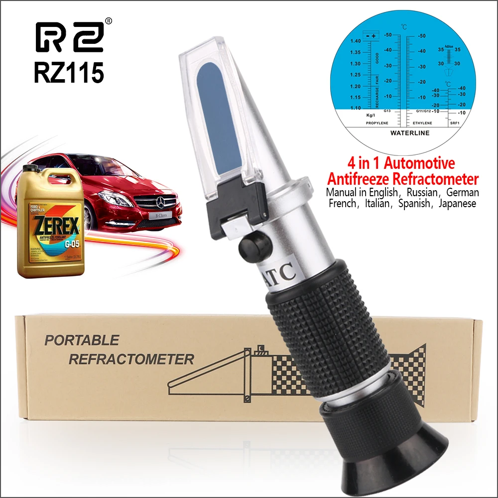

RZ Car Refractometer Automotive Antifreez Freezing Point Refractometer Freezing Concentration Normal 0.01sg Brxi Refractometer