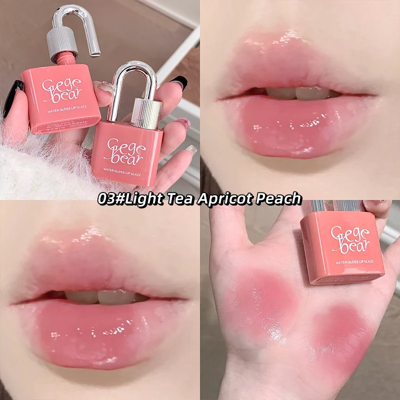 Lock Shine Gloss Lip Tint Hydrating Mirror Jelly Lip Glaze Water-light Gloss Long Lasting Waterproof Glossy Berry Red Tint