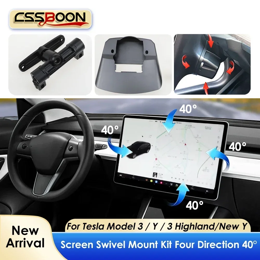 Center Console Screen Rotating Bracket For Tesla Model 3 New Y Juniper LHD 40 Degree GPS Navigation Holder Swivel Mount