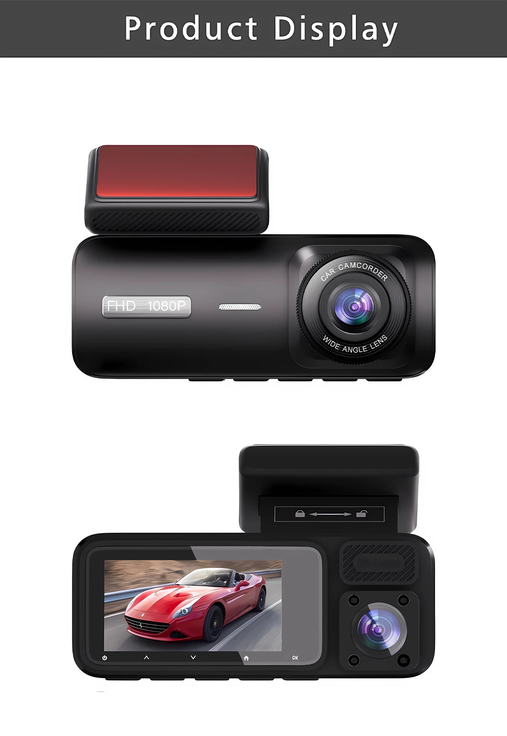 3-Kanal WLAN Auto-DVR Dreifach-Dashcam Innenraum-Fahrzeugkamera DVRs Rekorder FHD 1080P Video Mini-Registrator Dashcam Camcorder – Detail 9
