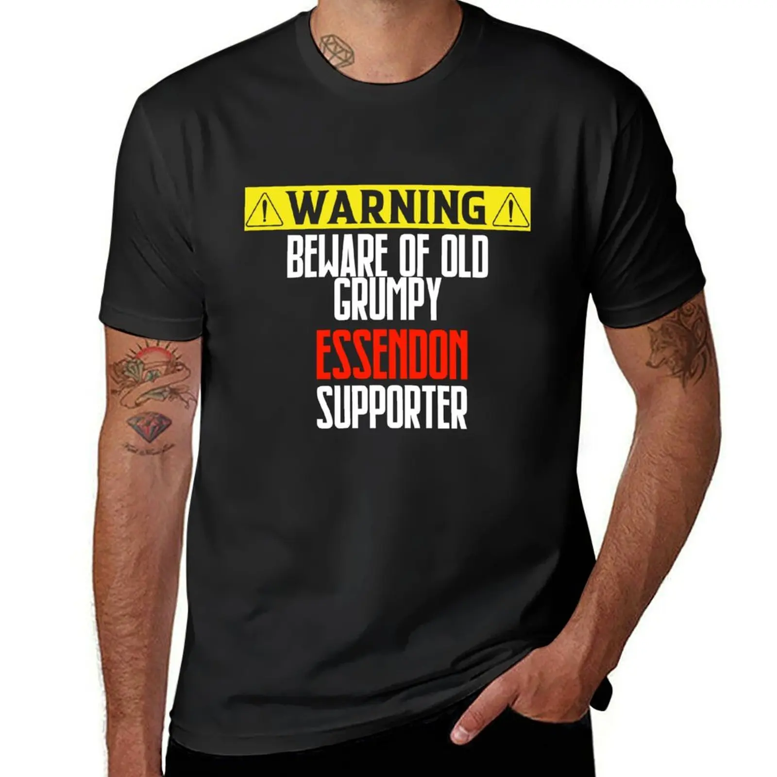 Beware of Old Grumpy Essendon supporter T-Shirt graphics customs heavy weight t shirts for men
